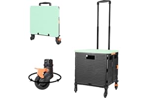 ZIYOU LANG Składane pudełko na wózku zakupowym na kółkach z obciążeniem zużycia bezbłędnego obrotu i regulowanego metalowego mocnego o uchwytu Składany rozruchowy, 45 kg/99 funtów obciążenia, przenośny wózek