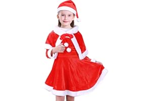 Tyidalin Disfraz de Mamá Noel Vestido Niña Cosplay Santa Claus Navidad 3 Piezas