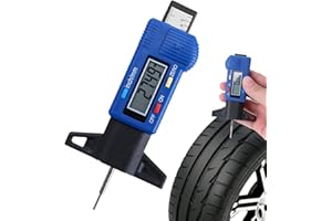 GOERPN Digital Tyre Tread Depth Gauge - 0-25.4mm/0-1Inch with LCD Screen for Trucks, Cars, Vans, Motos (Blue)