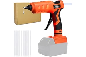 EDTRAN 100W Cordless Glue Gun for Milwaukee M18 18V Battery,Hot Glue Gun with 11mm Sticks 10Pcs,Glue Gun for DIY Crafting Fast Heating（No Battery)