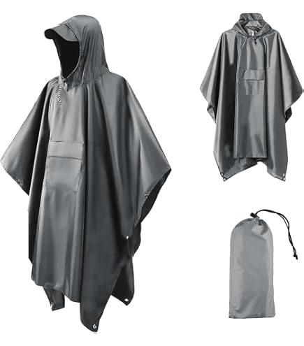Antipioggia Outdoor Poncho Impermeabile Flintronic Riutilizzabile - Per Trekking, Bici E Picnic, 230x140cm Poncho Leggero Pieghevole - 6