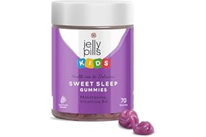 Jelly Pills® Mélatonine 70 Gummies avec Vitamin B6 Enfants - Sans Sucres Ajoutés - 0,5 mg par dose journalière de mélatonine pour une bonne nuit de sommeil - goût de fruits des bois 10 semaines