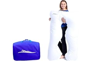 ‎MAKOSAS MAKOSAS KomfortKissen ORIGINAL Premium Ergonomisches Kühlend Kuschelkissen | Körperkissen | Seitenschläferkissen für Erwachsene - Für besseren Schlaf 100 x 150 cm (Weiß - Baumwolle)