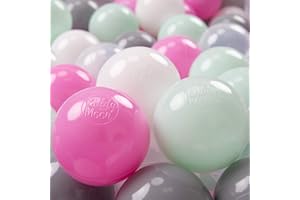 KiddyMoon 100 ∅ 7Cm Balles Colorées Plastique pour Piscine Enfant Bébé Fabriqué en EU, Transparent/Gris/Blanc/Rose/Menthe