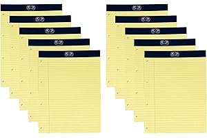 JMS we create smile (Pack of 10) A4 Yellow Legal Pads - Executive Refill A4 Legal Pads with 100 Perforated Pages - Ruled with Margin - Yellow Writing Pads for School Stationery
