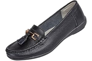 Jo & Joe Ladies Leather Moccasins Loafer Plimsole Pumps Womens Tassel Flat Shoes