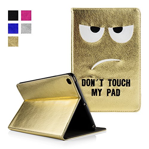 iPad Mini 4 Hülle - Deenor [Customize und Hand Stickerei][Cool Mode Design] Luxus PU Leder Flip Stand Tasche Abdeckung Mit Magnetisch Auto aufwachen / Schlaf Funktion Tasche Schutzhülle Hülle für Apple iPad Mini 4 Generation. (Gold Monster)