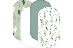 Little Grape Land Bettlaken Spannbettlaken für Babybett 4 Pack,Matratzenschoner für Laufgitter,Oeko-tex Moseskorb Stubenwagen babybay Spannbetttuch,Kinderwagen Matratzenbezug für Neugeborenes(Grüner)