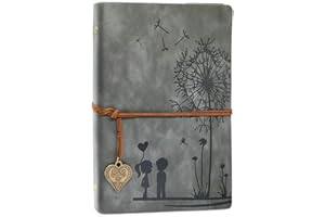 AOMIDUO A5 Diario di Viaggio Quaderno Notebook Taccuino Vintage in Pelle Quaderno ricaricabile 100 Fogli / 200 Pagine 80GSM Carta senza Acidi Migliore idea Regalo,grigio