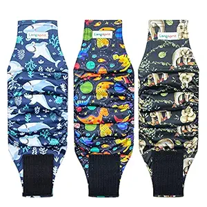 Langsprit Male Belly Bands for Dogs (Pack of 3) - High Absorbing Dog Wraps Male Washable - Reusable Male Dog Diapers (Sloth,Whale,Dinosaur, Medium)