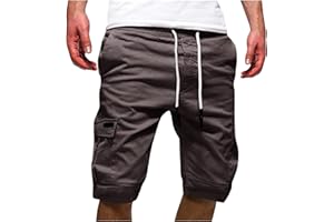 ALUEEU Pantalones Cortos Hombre Verano Casual Moda Pantalón con Bolsillos Laterales Original Color sólido Ajuste Vintage Bermuda Shorts Pantalones Deporte con Cordón Elástico Running Correr Playa
