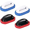 ELECDON 4 Pcs Cleaning Scrub with Handle Kit Abrasive Pads Brush Bathtub Tile Sponge Brush Quick Clean Heavy Duty Griddle Pad BBQ Grill Pan Cleaner Brush for Kitchen Bathroom Cleaning Supplies