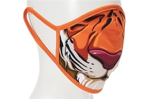 Wild Republic Maschera Wild Smiles, perfetta da applicare sopra la maschera per uso medico, riutilizzabile, lavabile, mezza maschera, motivo viso tigre, maschera per adulti