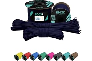 EdcX 2 mm Nylon Paracord 275 (50 y 100 m) - 100% Cuerda de Nailon, Cable de 3 hebras, Cuerda de Nailon de 2 mm en Muchos Colores