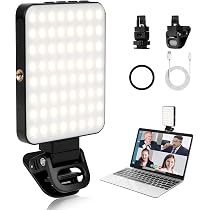 Lampe LED Selfie Rechargeable 80 LEDs - 5 Luminosités, 5 Modes, Pince Rotative