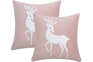 CAROMIO Poszewka na poduszkę na Boże Narodzenie, 45 x 45, dekoracja bożonarodzeniowa, dekoracyjna, na Boże Narodzenie, zestaw 2 szt. aksamitnych poszewek na poduszki na sofę, Wesołych Świąt