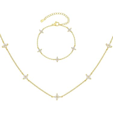 Tata Gisèle – Collana Con Ciondolo Stella Placcato Oro 18k E Zirconia Cubica – Lunghezza Regolabile 40/42/45 Cm – Sacchetto Velluto Incluso