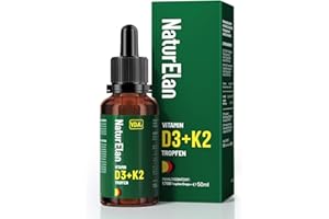 Vitamin D3 K2 hochdosiert Tropfen - 50ml, 1000 I.E. Vitamin D3 pro Tropfen, vegetarisch, ohne Zusätze, in Deutschland produzi
