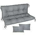 Ferocity Cuscino per panca da giardino, impermeabile, 150x50x50 cm, per mobili da giardino, per pallet, per esterni e patio, con schienale, Fiori bianchi [133