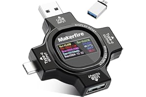 MAKERFIRE Testeur USB Type-C Voltmètre Multimètre USB Testeur de tension et de courant 0-5.1A 3.6-30V USB C Power Meter PD QC Multi-function Tester Capacity Voltage Current Detector