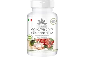 HERBA DIREKT Biancospino vischio d'aglio - 120 compresse con vitamina C, altamente dosato, vegano | HERBADIREKT by Warnke Vitalstoffe - Qualità da farmacia tedesca