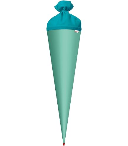 Schultüte Rohling 70 Cm Türkisblau – Inkl. Name & Großer Schleife, Rund, Tüllabschluss, Made In Germany