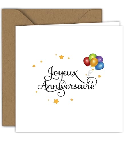 Carte Anniversaire Fleurs Lavande Aquarelle – 15x15 Cm – Enveloppe Kraft – Intérieur Vierge