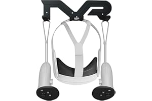 Orzero NEWZEROL Headsethalter Kompatibel für Wandmontage und Controller Halter Kompatibel für Quest 2 /Quest/Rift S/Ventilindex/HTC Vive/Pico 4 Headset und Controllerhalterung VR-Zubehör - Schwarz