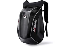 ‎MJMOTO mjmoto Motorrad-Rucksäcke für Herren, Helmtaschen, wasserdicht, Hartschale, 30–48 l, erweiterbare Aufbewahrung, Reisetasche, Gepäck, Schwarz, XL, Sportlich, modisch