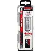 rOtring Tikky Mekanik Kurşun Kalem, U&ccedil; ve Silgi Seti, 0,7 mm Kalem, 2B U&ccedil;, Orta Boy Silgi, Kırmızı, 3'l&uuml; Set
