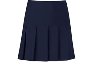 LUXE DIVA Girls Kids Women Ladies School Uniform All Round Pleated School Skirt with Zip Drop Waist Girls Ladies School Drop Waisted Pleated Skirt Formal in Black Grey & Navy