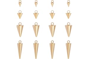 UNICRAFTALE 24 pièces 4 Styles Motif de Pointe Pendentifs Hypoallergéniques 304 Breloques en Acier Inoxydable Motif de Cône Doré Pendentifs pour la Fabrication de Bijoux, Trou 1.5~2 mm