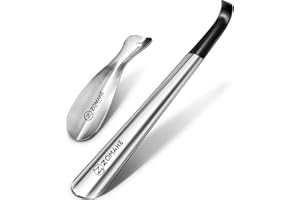 ZOMAKE Łyżka do Butów Mały Metalowy Długi 2szt,42cm Ze Stali Nierdzewnej Róg do Butów,Stabilna Klakson but Metalowy 19cm Z Wspornikiem Ściennym(Srebrne 42&19cm)