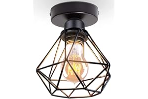 TOKIUS Plafonnier Industriel Vintage Luminaire E27 Rétro Lustre Suspension Design Métal Cage Ø160mm éclairage plafond Pour Salon Cuisine Chambre