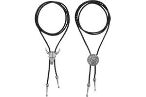 DOPENSPI 2 stycken boloslips för män, 50 cm västerländsk cowboyslips halsband med svart Lariat rodeo hänge för cowboydräkter