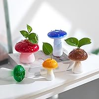 Hydroponische Kweek Vazen Hewory Kleine Glazen Vaas: Schattige Decoratieve Paddenstoelen, Soliflora Set Van 5 Roze – Fles Voor Een Roos, Tafelcentrum