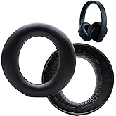 POYATU Sony PS4 Gold Wireless Headset Replacement Earpads (Black, Leather)