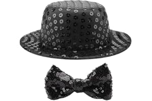 DUOKON Haustier Hund Kappe Fliege Set, Hund und Katzenschwarzhut Modische Geburtstagsfeier Haustier Hunde Katzen Schwarz Pailletten Hut Einstellbare Pompons Topper Dekoration