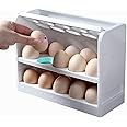 HomeCloud 30 Grid Egg Holder for Refrigerator 3-Layer Flip Egg Storage Container for Refrigerator Door Plastic Reusable Versatile Large Capacity Egg Organizer for Refrigerator (WHITE.)