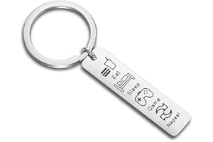 PLITI Gamer Keychain Gift Eat Sleep Game Repeat Keychain Game Enthusiast Gift for Gamer (Eat Sleep Game Key)