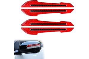 YATEICBC- 4 Pcs Autocollants réfléchissants de rétroviseur de voiture, autocollants décoratifs réfléchissants de voiture, autocollants réfléchissants de sécurité d'avertissement de voiture (rouge)
