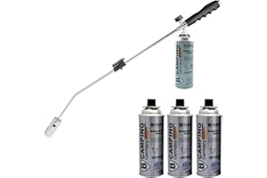 TronicXL Désherbeur à gaz - Désherbeur - Brûleur - Raccord à baïonnette - Allumage piézo (kit désherbeur et 4 cartouches de gaz)