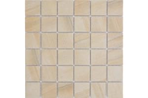CONWIRE Piastrella a mosaico in ceramica, effetto pietra, beige sabbia, per pavimenti, pareti, bagno, WC, doccia, cucina, specchio per piastrelle, rivestimento per vasca da bagno, mosaico