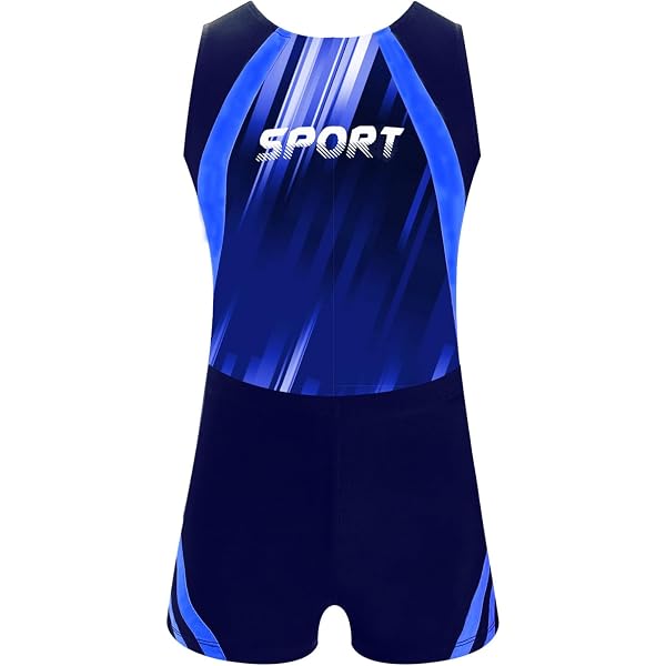 Ensemble Justaucorps + Short Pour Garçon Gymnastique - Taille 5-16 Ans, Matière Stretch, Design Camouflage/rayé