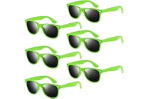 NEBURORA 6 Pack Green Neon Sunglasses Bulk Retro Colorful Party Glasses for Adult Men Women Birthday Wedding Summer Beach Pool Party Supplies