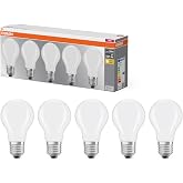 OSRAM LED A60 Filament 6.5W Clear 827 E27 Lamp | LED Base Classic A 100, LED Lamps, White, 60mm Dia, 10000h, Pack of 5