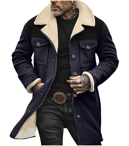Herren Leder-Trenchcoat Im Punk-Style – Lange Motorradjacke Aus PU-Leder