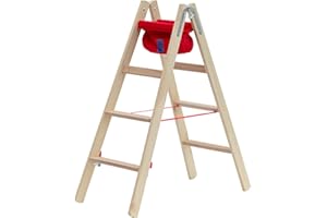 Hymer Holz-Stufenstehleiter 71499, beidseitig begehbar 2x4 Sprossen Arbeitshöhe 2,55 m