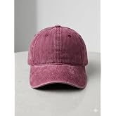 Eskitme G&ouml;r&uuml;n&uuml;ml&uuml; D&uuml;z Renk Beyzbol Şapkası, Bordo, Vintage Stil