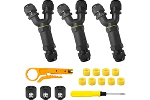 JCRWXP 3 Stück Kabelverbinder Wasserdicht, 3 Polig 3-Wege Kabel Verbinder, Wird mit Silikonpad und Abisolierzangen Geliefert, IP68 Y-Form Kabelverbinder, für Kabel mit 4-14mm Durchmesser ﻿ (1)